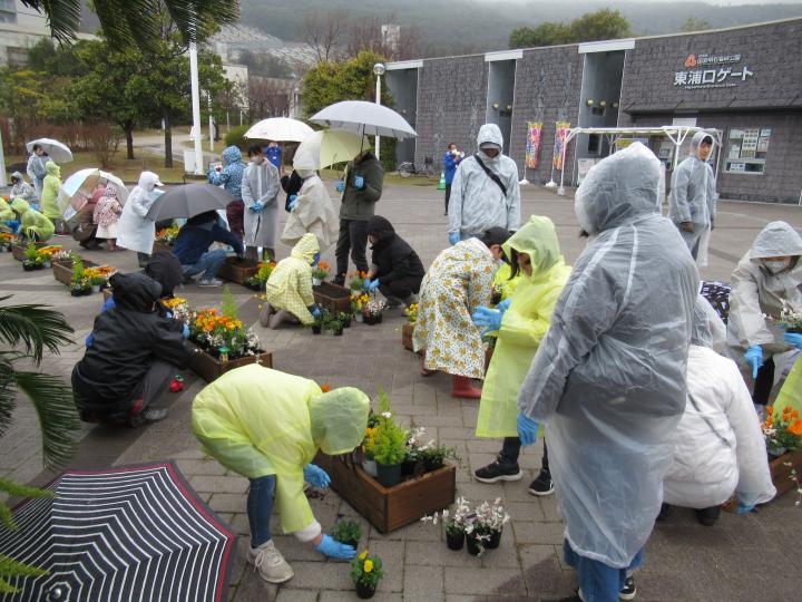 家族で楽しむ寄せ植え体験・作品展示